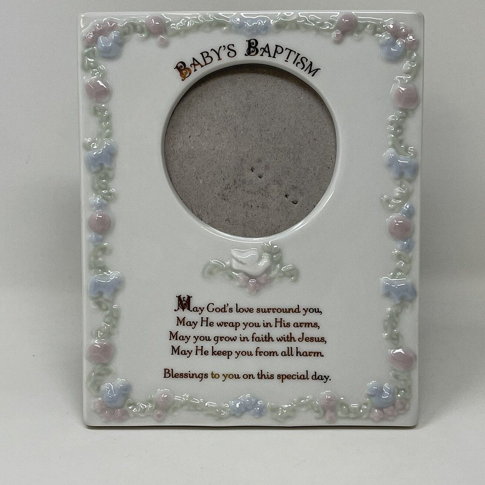 Babys Picture Frame Baptism Porcelain Unisex Roman 2001 Boy Girl